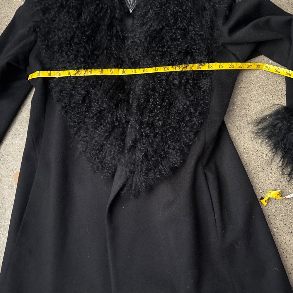 Vintage Marvin Richard’s black penny lane coat  with  Mongolian lamb! Nwts - Picture 7 of 10